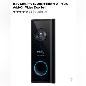 NWT Anker Eufy Security Video Doorbell - Black